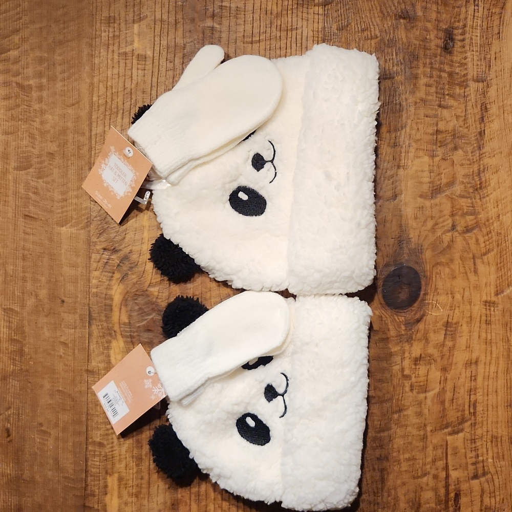 Two Infant Toddler Bear Hat & Mitten Sets (Size 9-18 months and Size 2t-4t) NWT